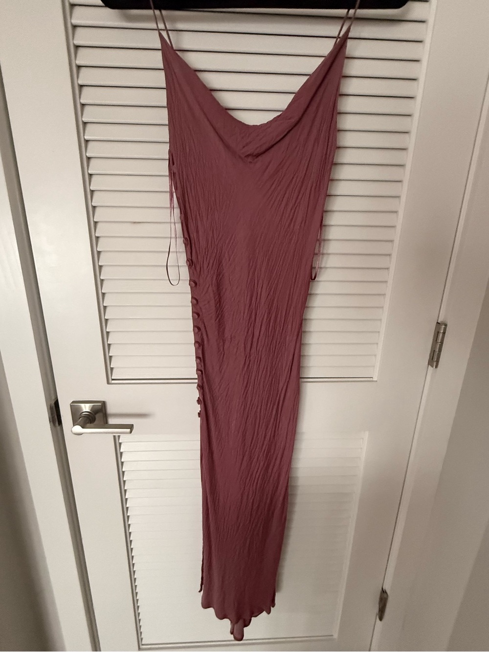 Zara Mauve Slip Maxi Dress with Side slit and Button Detail